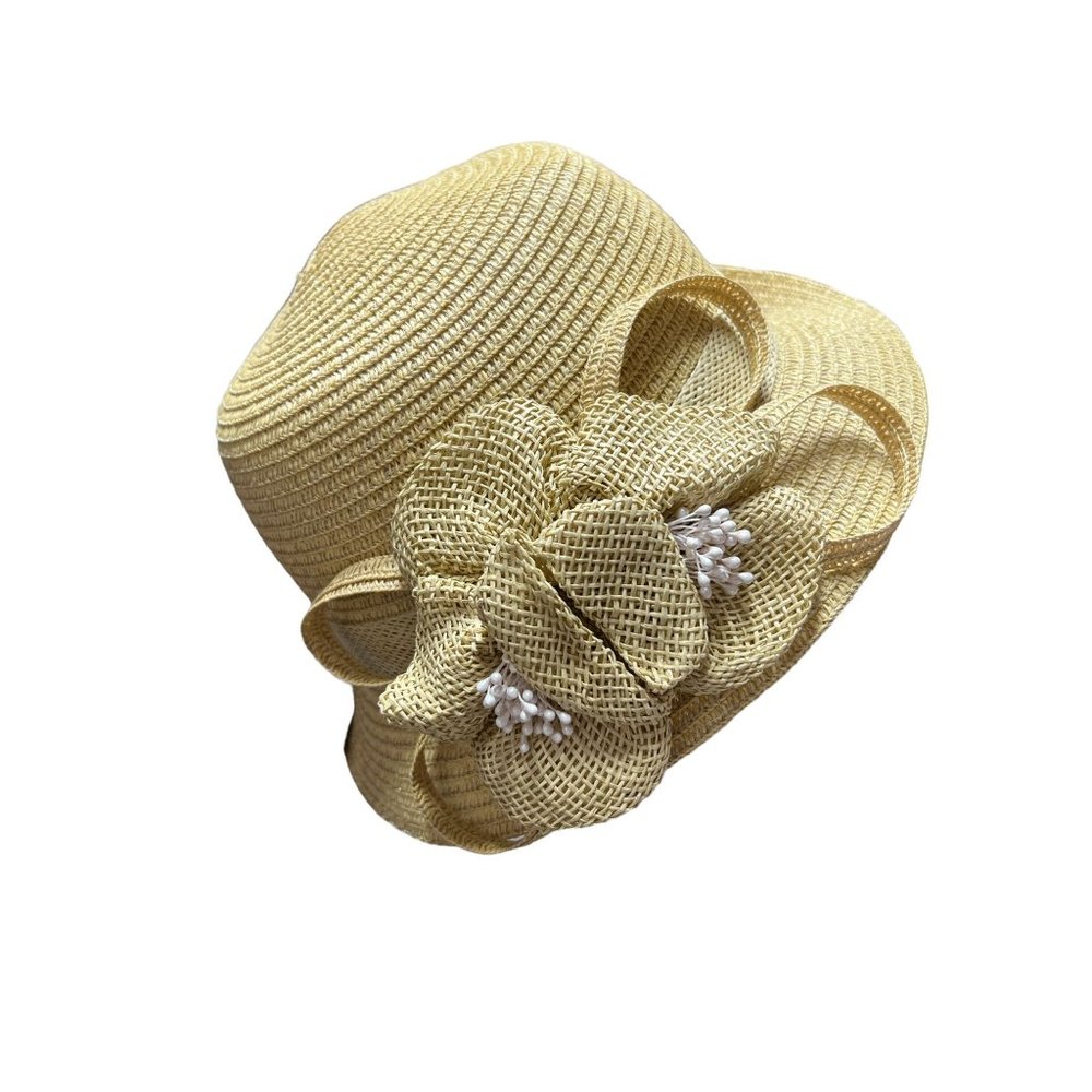 CC Exclusives Straw Hat Flower Bow On Side One Size NEW with Tags